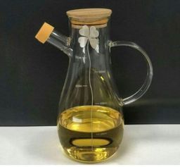 High borosilicate oil jar with decorative flower 