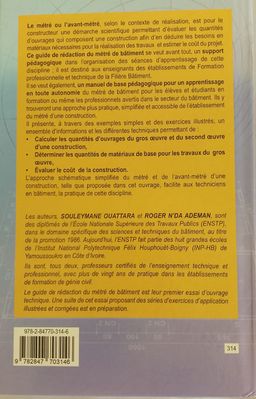 GUIDE DE RÉDACTION MÉTRÉ DE BÂTIMENT (Editions Eburnie) - Filière BÂTIMENT