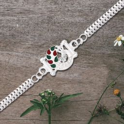  Silver Peacock Colorful Rakhi