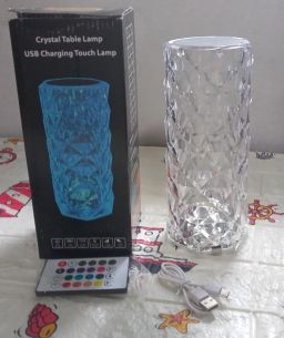 Crystal Touch Night Light (16 Colors) - Rose Diamond Table Lamp with Remote Control,
