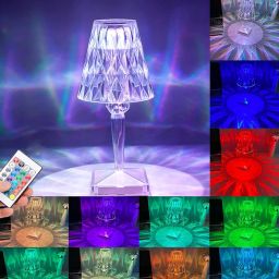  Romantic Crystal Table Lamp, Diamond Lamp, 16 Colors, 6 Brightness Level, Touch / Remote Control Switch, 
