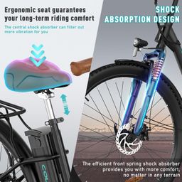 COLORWAY Electric Bikes, BK31 Built-in 36V 15Ah Battery,7 Speed 250W