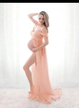 Maternity Off Shoulder Split Hem Dress