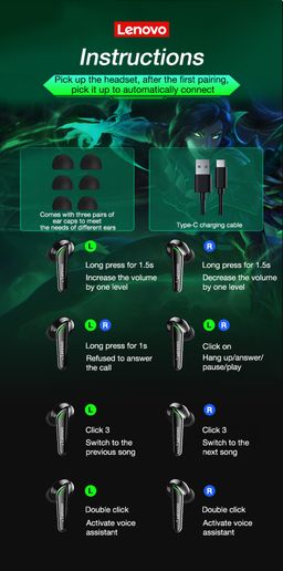 Lenovo Xt92 True Wireless Earbuds