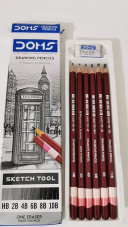 Paquet Crayon HB 2B 4B 6B 8B 10B + Gomme