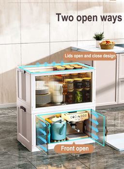 Double layer Foldable, Stackable Nordic Plastic Kitchen Cabinets with wheels