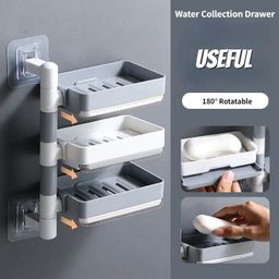 3 layer Rotating Drain Soap Holder Bathroom Rack 