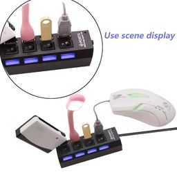4 Port USB, HUB USB 2.0 HUB Splitter High Speed with On/Off Switch Multi LED Adapter 