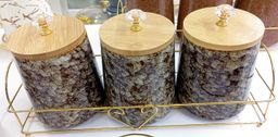 3pcs Ceramic  Canister set with Metallic  Stand