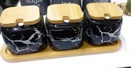 3pcs Canisters With A Bamboo Base Stand