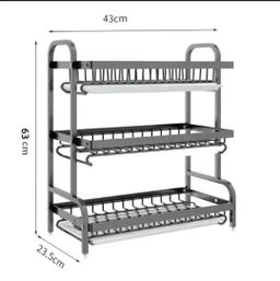 Carbon Steel Dish Rack with Cutlery Holder & Chop Board Holder