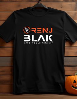 ORENJBLAK 2 Line logo - Black Tshirt