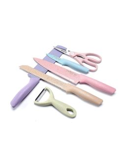Pastel 6 Piece Corrugated Kitchen Knife Set