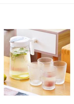 1.3L Glass Pitcher Cold Kettle Glass Water Jug with Glass Bottle, Set of 5