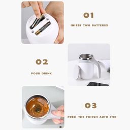 Stirring Coffee Mug | Magnetic Stirring Coffee Cup | Stainless Steel 