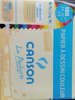 Papier a dessin Couleur 24x32cm - 180g/m² - CANSON - Pochette 12 feuilles