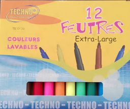 12 Feutres Extra Large - Couleurs Lavables
