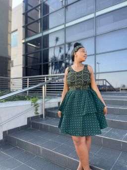 Green layered traditional dress