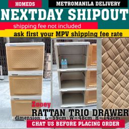 Zooey trio box rattan cabinet 3doors