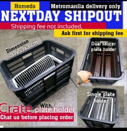 Black Large crate with plate rack holder