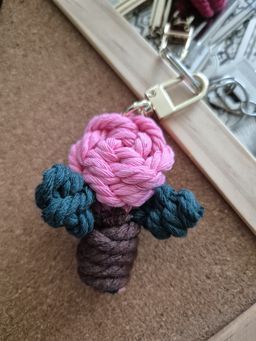 Macrame Keychain Charm - Rose