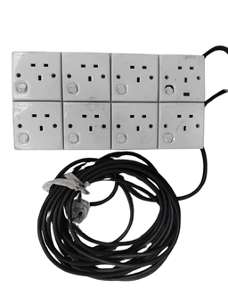 Orange 08 Socket 13A 3 Core Power Extension with Voltmeter (Custom Made)