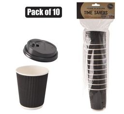 PICNIC CUPS PAPER 250ml PACK-10 WITH LIDS