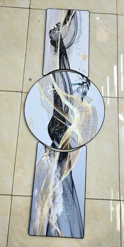 3pcs Crystal porcelain decorative painting 