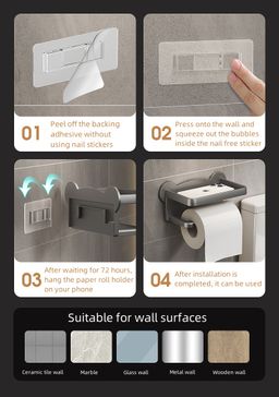 Punch Free Wall Mounted Tissue /  storage Rack