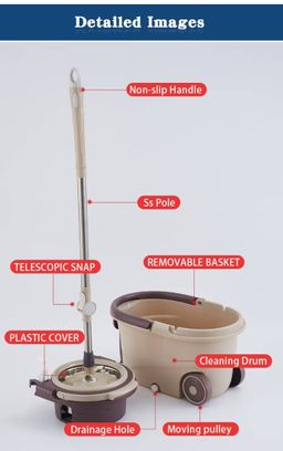 Magic flat mop and bucket hand free 360° Degree head self cleaner