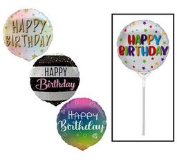 BALLOONS AIR FILL WITH STICK HAPPY BIRTHDAY