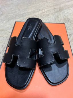 Hermes Oran Slide Sandals In Epsom Calfskin