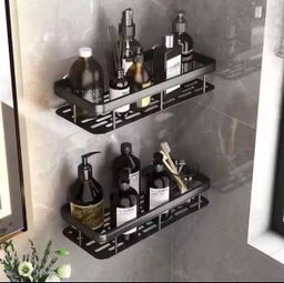 2 pcs Aluminum alloy  Rectangular Shelf with adhesive stickers