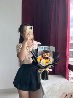 (GB001) Graduation Big Bear Soap Flower Bouquet 