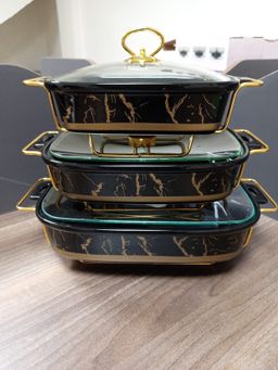 3pcs Black  Gold  Ceramic Chaffing Dishes