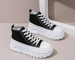 Chaussures Montantes En Toile Noire 