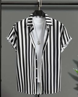 Chemise À Manches Courtes À Rayures Pour Hommes