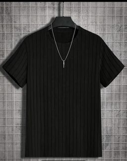 Ribbed T-shirt À Col Rond À Manches Courtes Pour Hommes