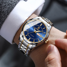 BINBOND B5552 Waterproof Luminous Fashion Quartz Watches Fashion Men Watch Stainless Steel Band Wristwatch