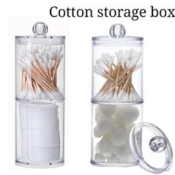 2 layer  Acrylic Multifunctional Round Qtip Storage Box