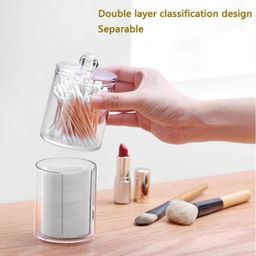 2 layer  Acrylic Multifunctional Round Qtip Storage Box