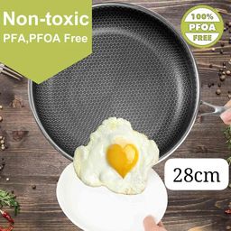 28cm Non-Stick Honeycomb Stainless Steel Frying Pan
