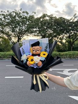 XL Graduation Bear Mixed Flower Bouquet 