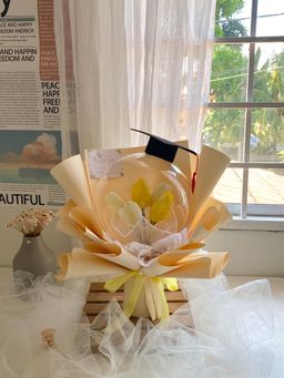 Graduation Artificial Tulip Acrylic Ball Bouquet 