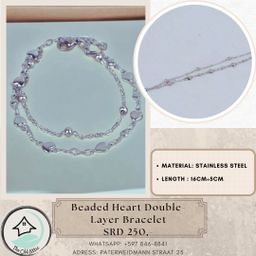 Beaded heart double layer bracelet 