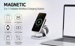 3 in 1 Charging Station for Apple, MagSafe Travel Foldable Wireless Charger for Multiple Devices