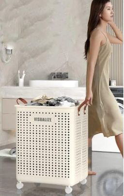 Foldable Multipurpose Hamper basket With Wheels 