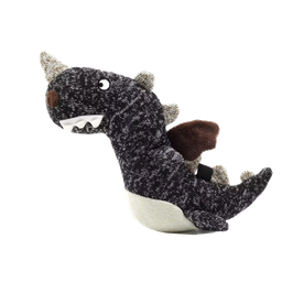 Knit Dino Black Plush Pet Toy