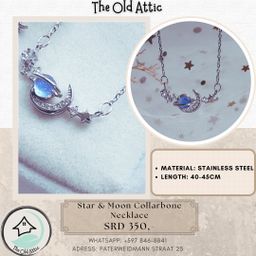 Star & moon collarbone necklace 