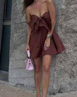 Front Bow Tie Mini Dress